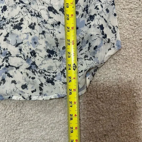 Philosophy Blouse Women’s Medium Sheer Floral White With Blue Flowers Sheer - Picture 10 of 14